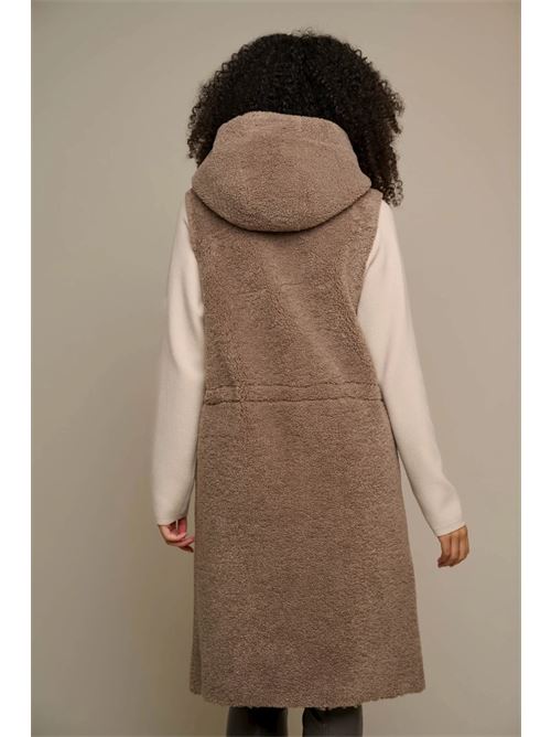 jing gilet lungo reversibile con cappuccio RINO & PELLE | JING.7002310TAUPE